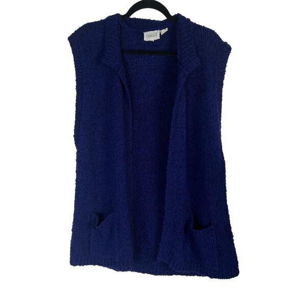 Vintage Navy Open Front Sweater Vest - Picture 9 of 9